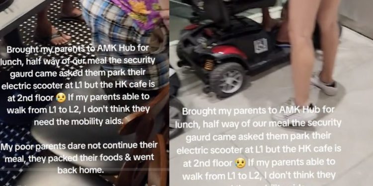 Man asks AMK Hub mall to be understanding towards elderly with PMDs instead of asking them to move it to the first floor